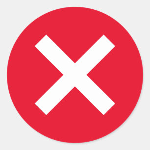 Red stickers with white X error icon symbol
