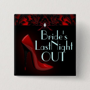 red Stiletto Bridal Shower bachelorette party 15 Cm Square Badge