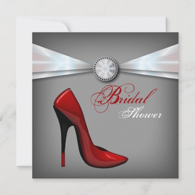 red Stiletto Bridal Shower bachelorette party Invitation (Front)