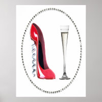 Red Stiletto Shoe and Champagne Flute