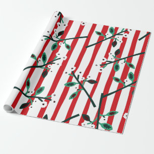 Red Stipe Christmas Wrapping Paper