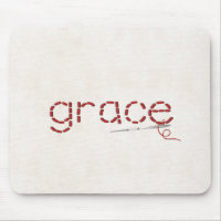 red stitched GRACE text message with needle