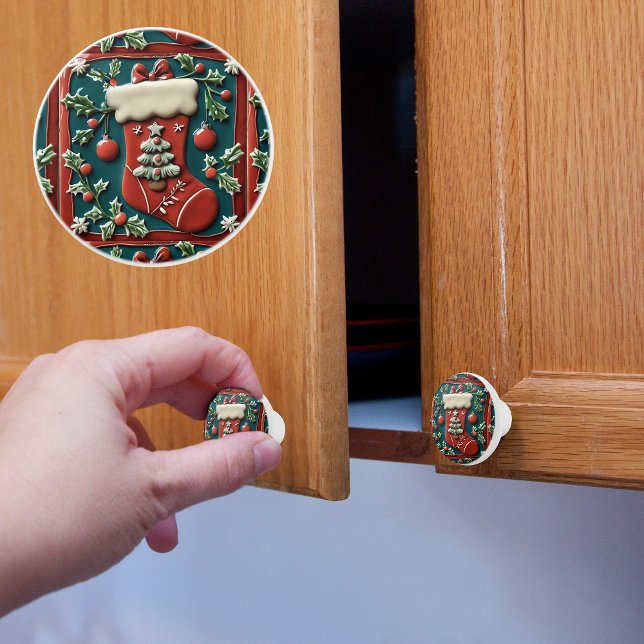 Red Stocking Christmas Ceramic Knob (Creator Uploaded)