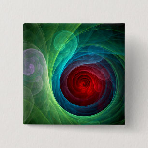 Red Storm Abstract Art Button (square)