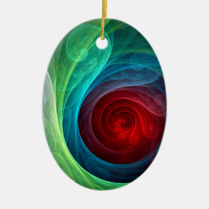 Red Storm Abstract Art Oval Ornament