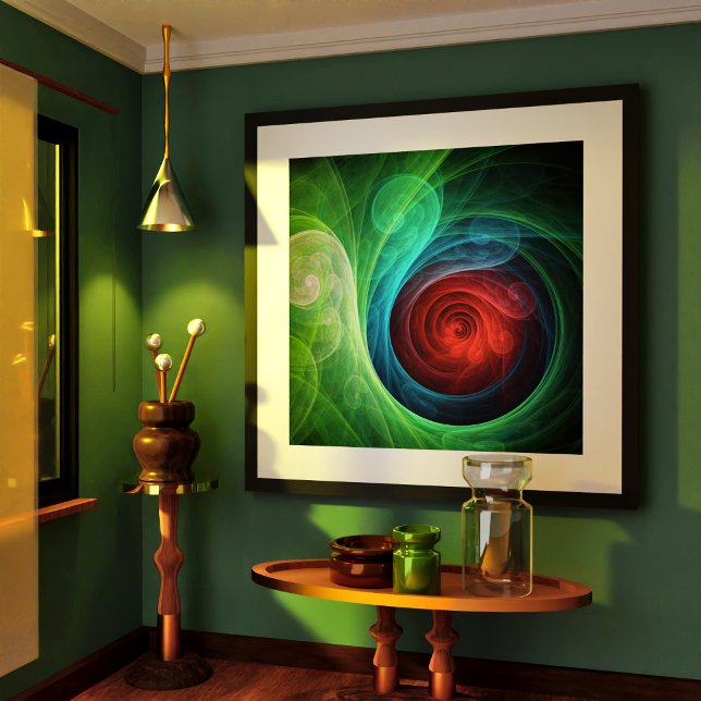 Red Storm Abstract Art Print (Red Storm Floral Modern Abstract Art Color Pattern Poster)