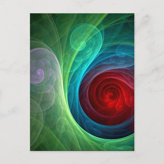 Red Storm Floral Modern Abstract Art Color Pattern Postcard (Front)
