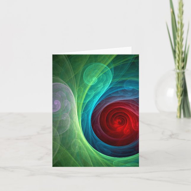 Red Storm Floral Modern Abstract Art Colour Patter Card (Front)