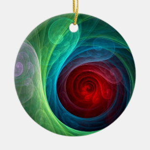 Red Storm Floral Modern Abstract Art Colour Patter Ceramic Tree Decoration