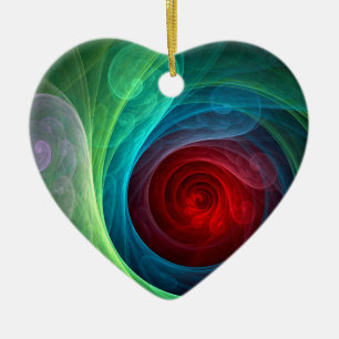 Red Storm Floral Modern Abstract Art Colour Patter Ceramic Tree Decoration