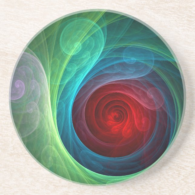 Red Storm Floral Modern Abstract Art Colour Patter Coaster (Front)