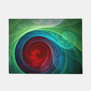 Red Storm Floral Modern Abstract Art Colour Patter Doormat