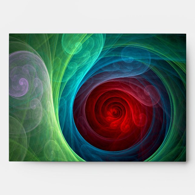 Red Storm Floral Modern Abstract Art Colour Patter Envelope (Front)