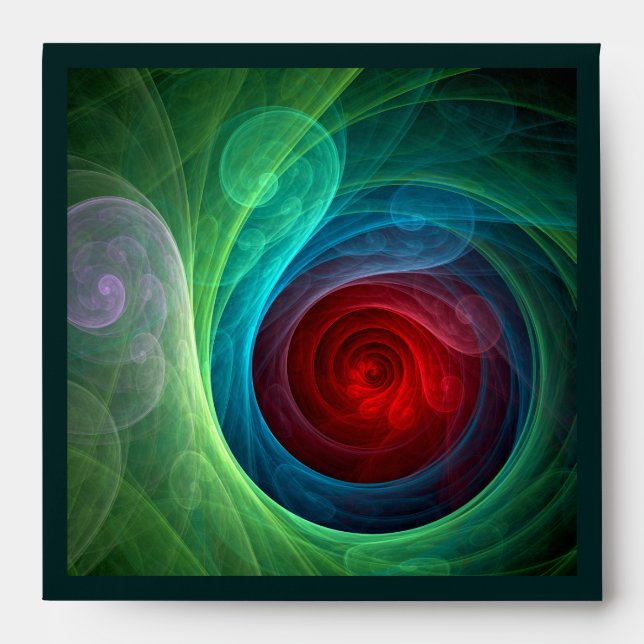 Red Storm Floral Modern Abstract Art Colour Patter Envelope (Front)