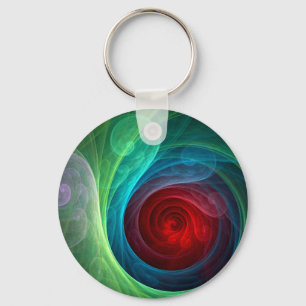 Red Storm Floral Modern Abstract Art Colour Patter Key Ring