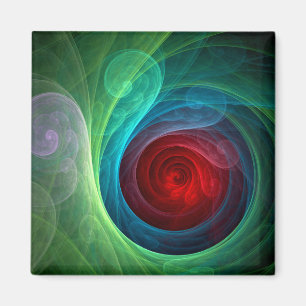 Red Storm Floral Modern Abstract Art Colour Patter Magnet
