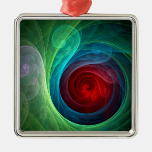 Red Storm Floral Modern Abstract Art Colour Patter Metal Tree Decoration