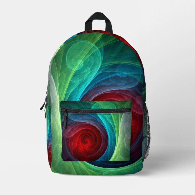 Red Storm Floral Modern Abstract Art Colour Patter Printed Backpack (Front)