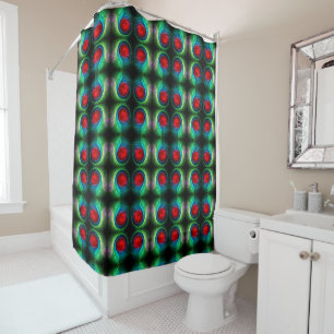 Red Storm Floral Modern Abstract Art Colour Patter Shower Curtain