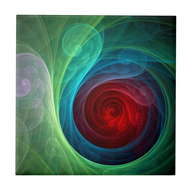 Red Storm Floral Modern Abstract Art Colour Patter Tile (Front)
