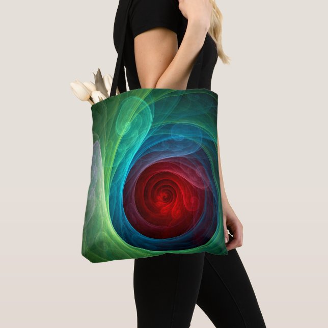 Red Storm Floral Modern Abstract Art Colour Patter Tote Bag (Close Up)