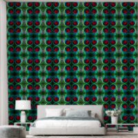 Red Storm Floral Modern Abstract Art Colour Patter