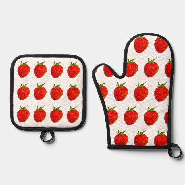 Red Strawberries 4Ann Oven Mitt & Pot Holder Set (Front)