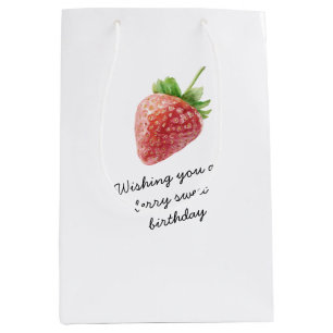 Red Strawberries Berry Sweet Birthday Medium Gift Bag