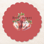 Red Strawberries Berry Sweet Birthday Paper Coaster<br><div class="desc">Red Strawberries Berry Sweet Birthday</div>