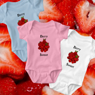 Red Strawberries Berry Sweet Photographic Baby Bodysuit