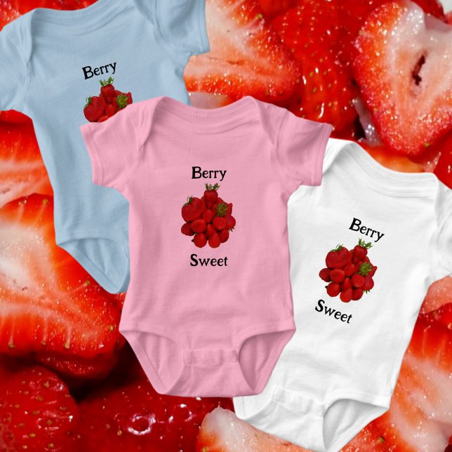 Red Strawberries Berry Sweet Photographic Baby Bodysuit (Creator Uploaded)