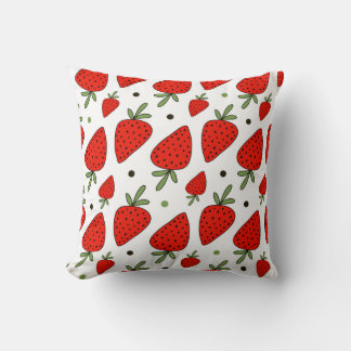 Red Strawberries Cartoon Seamless Pattern Cushion