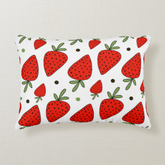 Red Strawberries Cartoon Seamless Pattern Decorative Cushion