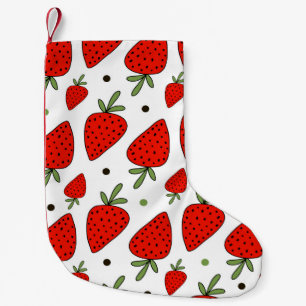 Red Strawberries Cartoon Seamless Pattern Small Christmas Stocking