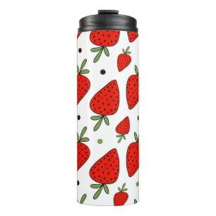 Red Strawberries Cartoon Seamless Pattern Thermal Tumbler