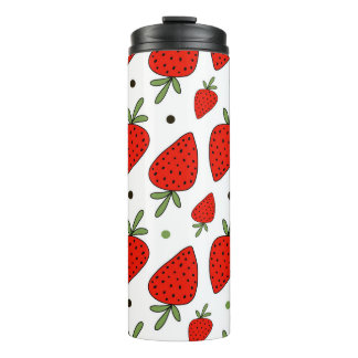 Red Strawberries Cartoon Seamless Pattern Thermal Tumbler