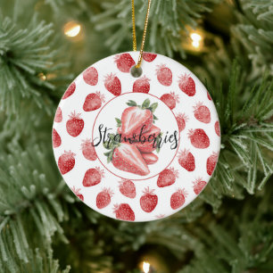 Red Strawberries Fruit Ceramic Tree Decoration