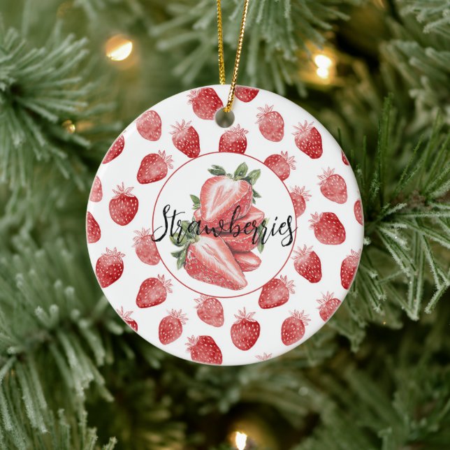 Red Strawberries Fruit   Ceramic Tree Decoration (Tree)
