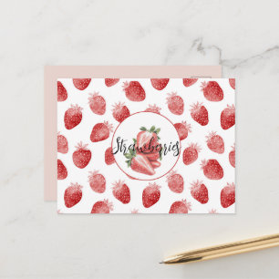 Red Strawberries Fruit Postcard