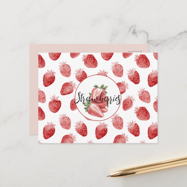 Red Strawberries Fruit   Postcard (Front/Back In Situ)