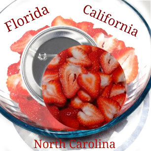 Red Strawberries Heart-shape Slices Photographic  6 Cm Round Badge