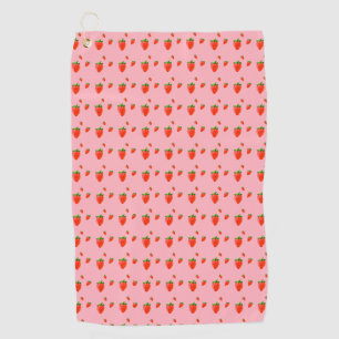 Red Strawberries on pink background   Golf Towel