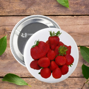 Red Strawberries Photographic  6 Cm Round Badge
