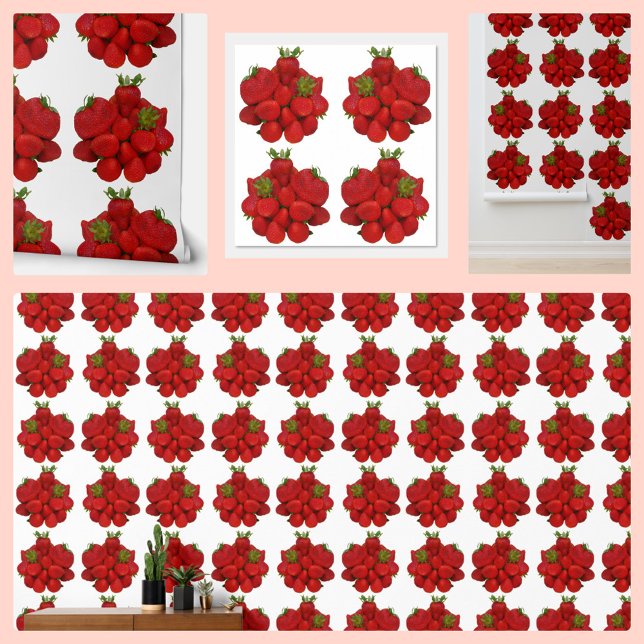 Red Strawberries Photographic Botanical White Wallpaper (Creator Uploaded)