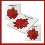 Red Strawberries Photographic  Tile<br><div class="desc">Ceramic tiles with beautiful mouthwatering photographic fresh red strawberries is ideal for any country kitchen decor.

This image is original berry fruit photography by JLW_PHOTOGRAPHY.</div>