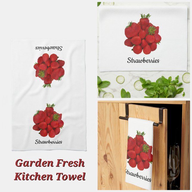Red Strawberries Photographic White Tea Towel (Creator Uploaded)