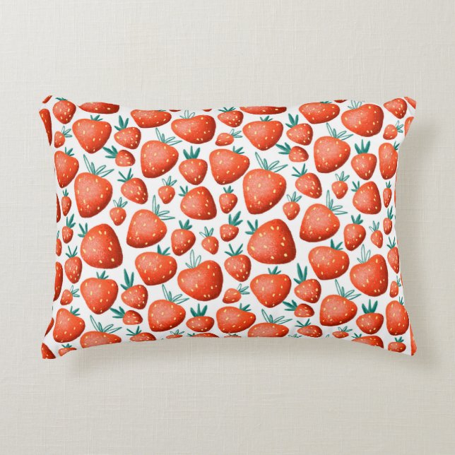 Red strawberries seamless pattern decorative cushion (Front)