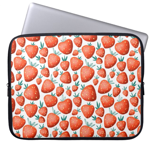 Red strawberries seamless pattern laptop sleeve (Front)