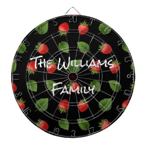 Red Strawberries Summer Fruit Pattern Personalised Dartboard