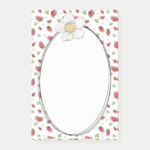 Red Strawberries Watercolor Pattern Post-it Notes